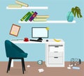 Clutter in the workplace, the concept of freelancing and procrastination